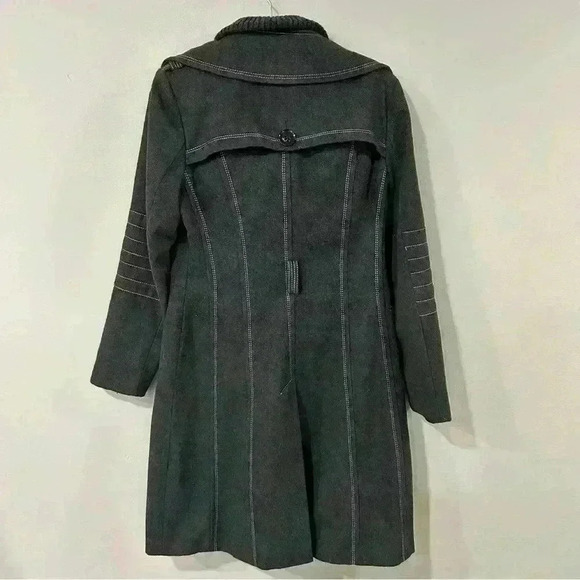 Miss Sixty Wool Blend Button Front Dark Grey Peacoat Women’s Size Medium - Picture 4 of 7
